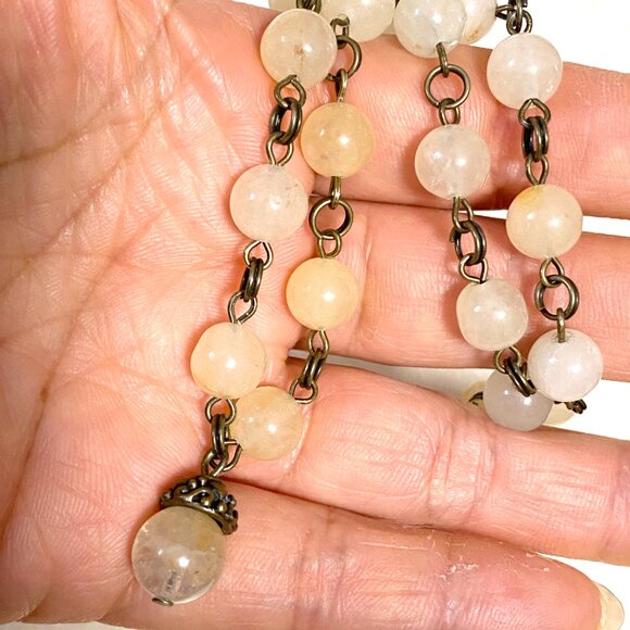 Natural Yellow Aventurine Necklace, Cute Bronze Acorn + Genuine Gemstone Choker - Picture 13 of 13